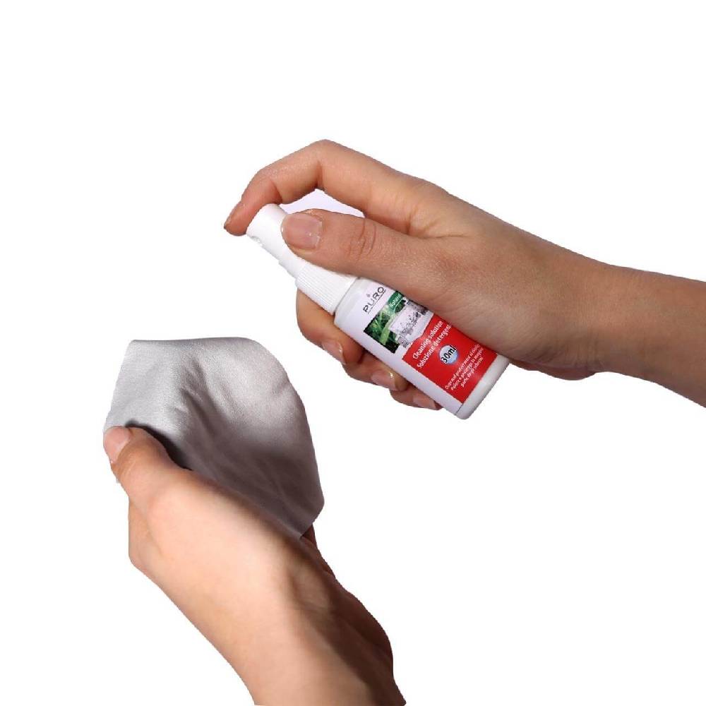 Puro Kit pulizia schermi Spray 30ml, panno microfibra e 10 salviette umidificate Vendita Calda