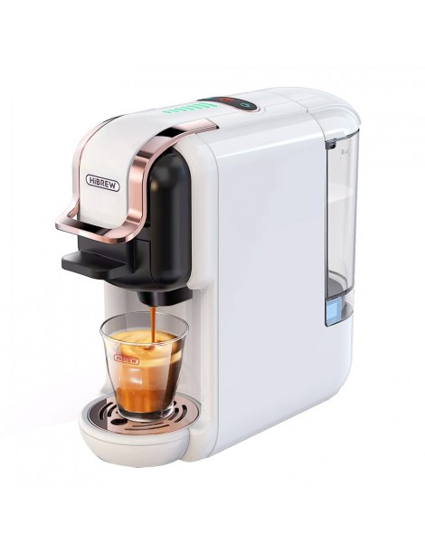 HiBREW H2B Caffettiera 5 in 1 con linea di livello dell'acqua macchina per caffè a capsule caldo/freddo a 19 bar - Bianco