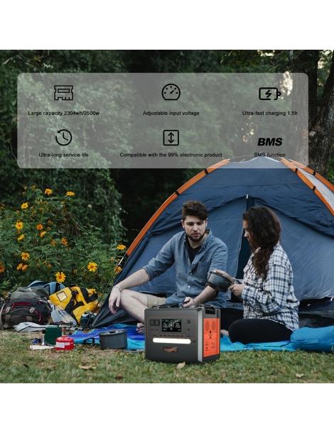 SolarPlay Q2402M Stazione elettrica portatile batteria LiFePO4 2304Wh 2500W potenza in ingresso 1100W uscita 12 Moda