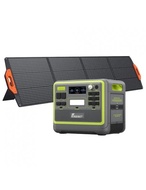 FOSSiBOT F2400 Generatore Solare Portatile da 2048Wh/2400W+SP200 18V 200W Pannello Solare Pieghevole - Verde Sconto