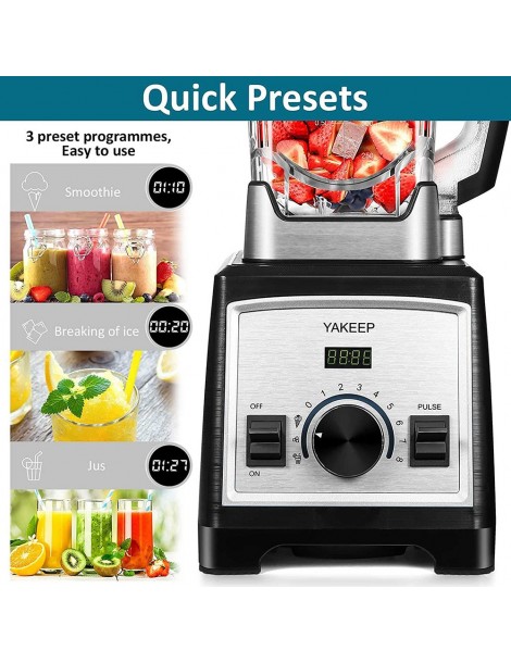 Yakeep 8188 2000W Stand Mixer frullatore per frullati da 2L con agitatore 32000 RPM 8 lame in acciaio Saldi