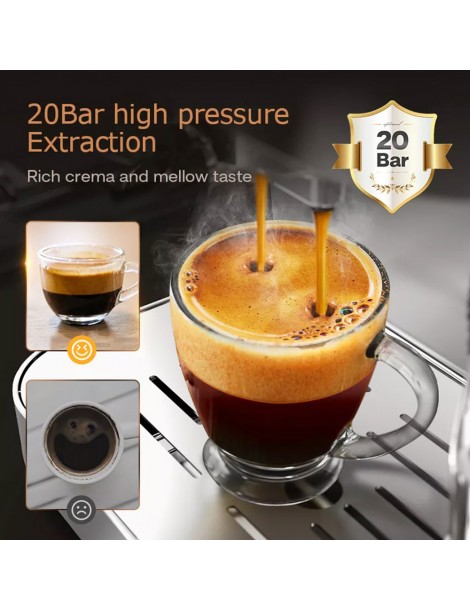 HiBREW H10 1050W macchina da caffè semi-automatica a 20 bar macchina per caffè espresso a cialde e macinato ESE capacità 1 5L Vendite Flash