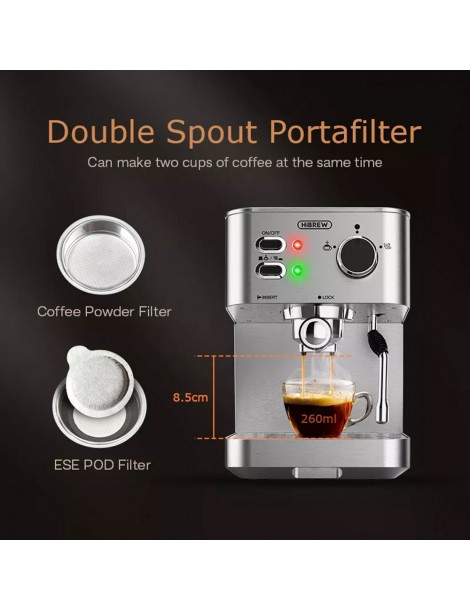 HiBREW H10 1050W macchina da caffè semi-automatica a 20 bar macchina per caffè espresso a cialde e macinato ESE capacità 1 5L Vendite Flash