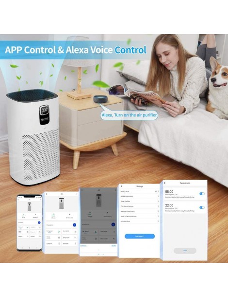 Proscenic A9 Purificatore d'Aria con Filtro H13 True HEPA Connessione WiFi Ampia Copertura di 2904 piedi² Spedizione Gratuita