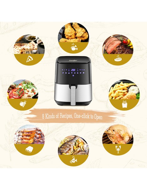 Sonifer SF1014 1450W 5L Friggitrice ad aria senza olio LED Touchscreen friggitrice elettrica Cestello antiaderente Soddisfazione Garantita