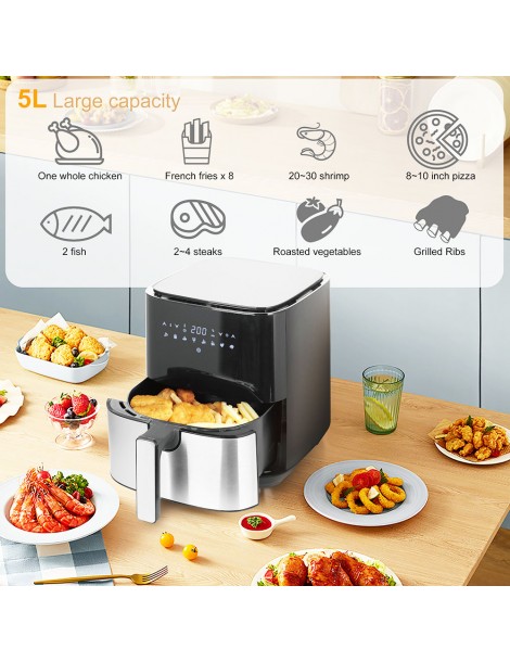 Sonifer SF1014 1450W 5L Friggitrice ad aria senza olio LED Touchscreen friggitrice elettrica Cestello antiaderente Soddisfazione Garantita