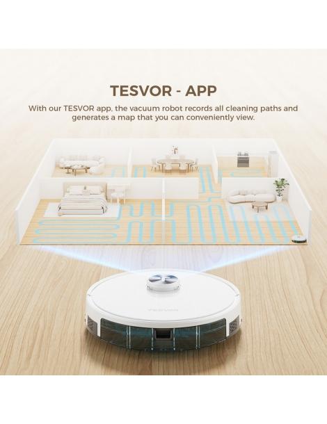 Tesvor S7 Pro AES Robot Aspirapolvere con Stazione di Svuotamento Automatico Funzione Mopping Aspirazione 6000Pa - Bianco Vendite Flash