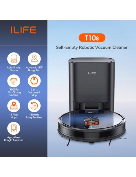 ILIFE T10s Robot Aspirapolvere Aspirazione 3000Pa Navigazione LDS Stazione di Svuotamento Automatico Moda
