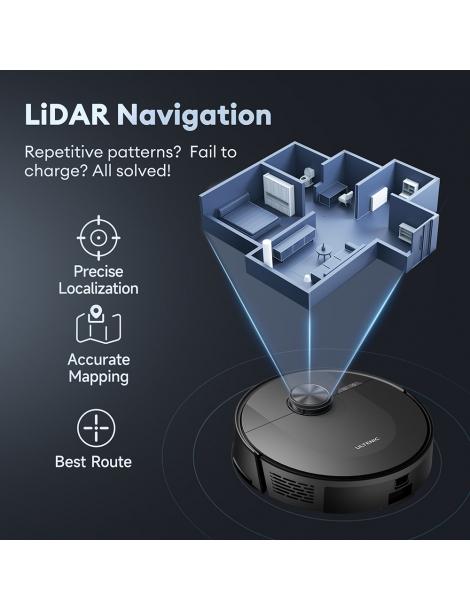 Ultenic D10 Robot Aspirapolvere 15min LiDAR Quick Map 4000Pa Suction 120min Carpet Auto-Boost - Nero Italy