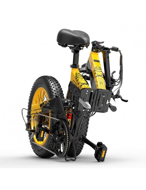 BEZIOR XF200 Bici elettrica pieghevole da 20 pollici con pneumatici grassi Motore da 1000 W Batteria da 48 V 15 Ah - Nero Giallo Spedizione Gratuita