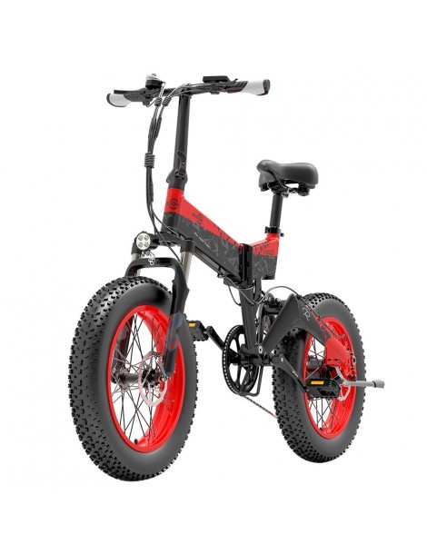 BEZIOR XF200 Bici elettrica pieghevole da 20 pollici con pneumatici grassi Motore da 1000 W Batteria da 48 V 15 Ah - Nero Rosso Pezzi Unici