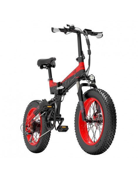 BEZIOR XF200 Bici elettrica pieghevole da 20 pollici con pneumatici grassi Motore da 1000 W Batteria da 48 V 15 Ah - Nero Rosso Pezzi Unici