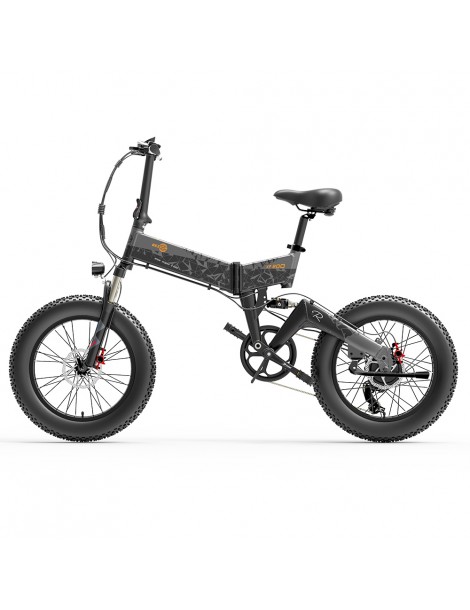 BEZIOR XF200 Bici elettrica pieghevole da 20 pollici con pneumatici grassi Motore da 1000 W Batteria da 48 V 15 Ah - Nero Grigio Soddisfazione Garantita