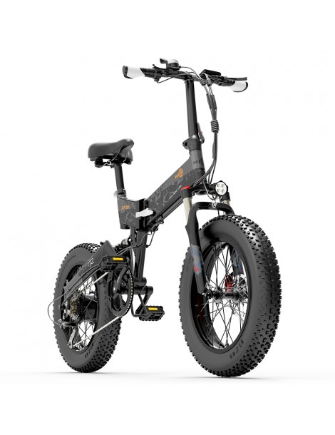 BEZIOR XF200 Bici elettrica pieghevole da 20 pollici con pneumatici grassi Motore da 1000 W Batteria da 48 V 15 Ah - Nero Grigio Soddisfazione Garantita