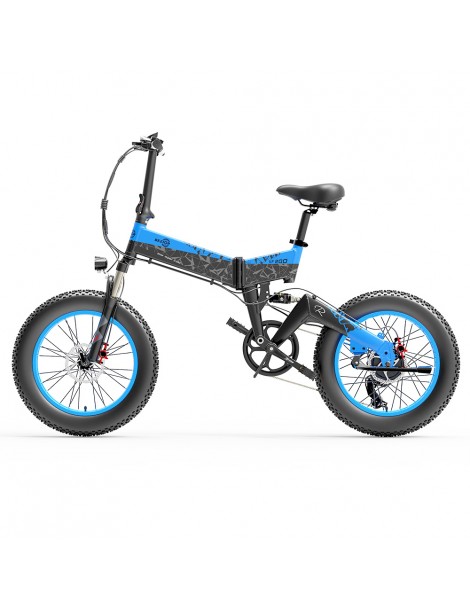 BEZIOR XF200 Bici elettrica pieghevole da 20 pollici con pneumatici grassi Motore da 1000 W Batteria da 48 V 15 Ah - Nero Blu Qualità Garantita