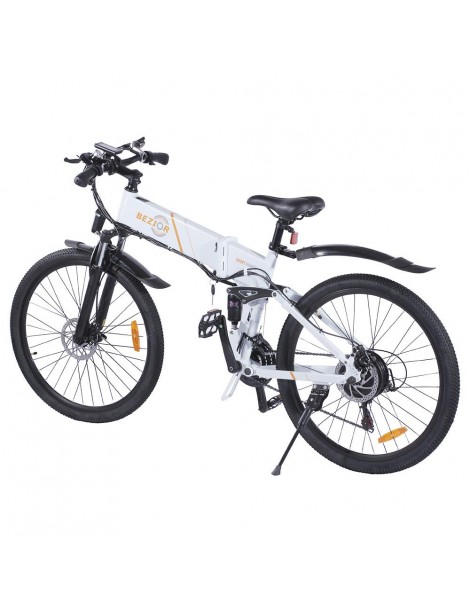 BEZIOR M26 26 Pollici Pneumatici Bicicletta Elettrica Pieghevole - 500W Motore Brushless & 48V 10Ah Batteria - Bianco Negozi Online