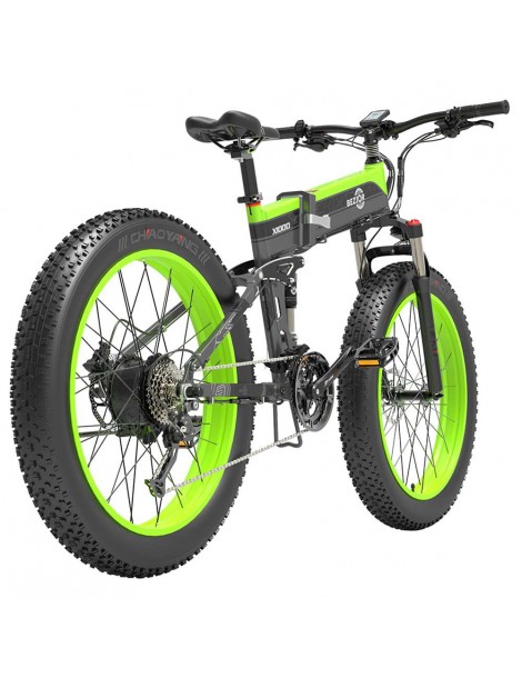 BEZIOR X1000 26 pollici Fat Tire Foldable Electric Bike 1000W Motore Panasonic 48V 12.8Ah Batteria - Nero Verde Consegna Veloce