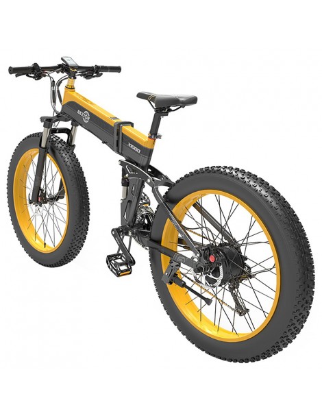 BEZIOR X1000 26 pollici Fat Tire Foldable Electric Bike 1000W Motore Panasonic 48V 12.8Ah Batteria - Nero Giallo Promozione Limitata