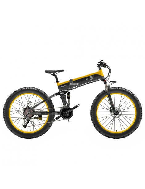 BEZIOR X1000 26 pollici Fat Tire Foldable Electric Bike 1000W Motore Panasonic 48V 12.8Ah Batteria - Nero Giallo Promozione Limitata