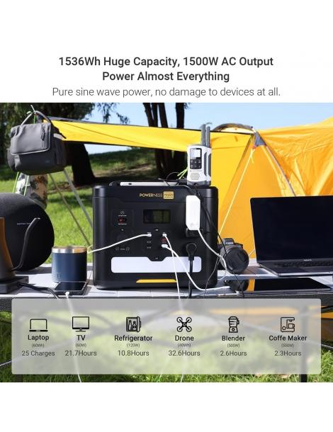 Powerness Hiker U1500 Centrale elettrica portatile generatore solare LiFePO4 da 1536Wh uscita CA da 1500W Vendita Economica