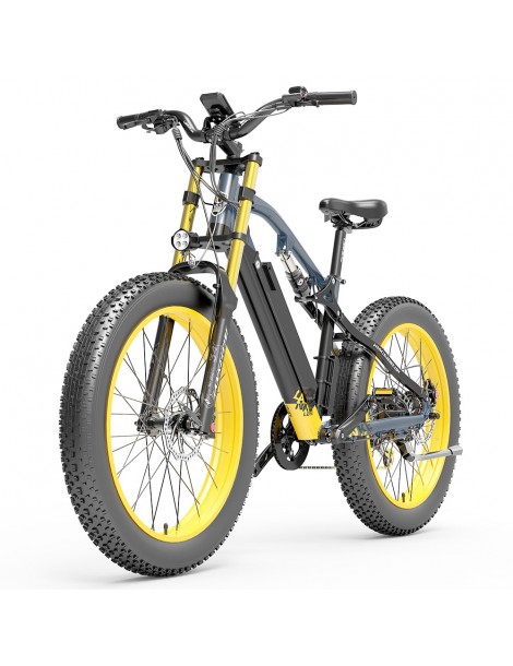 LANKELEISI RV700 16Ah 48V 1000W Bicicletta elettrica - Nero Giallo Promozione Limitata