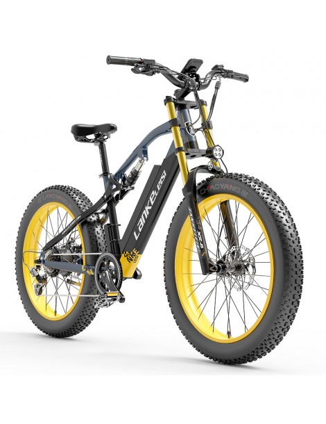 LANKELEISI RV700 16Ah 48V 1000W Bicicletta elettrica - Nero Giallo Promozione Limitata