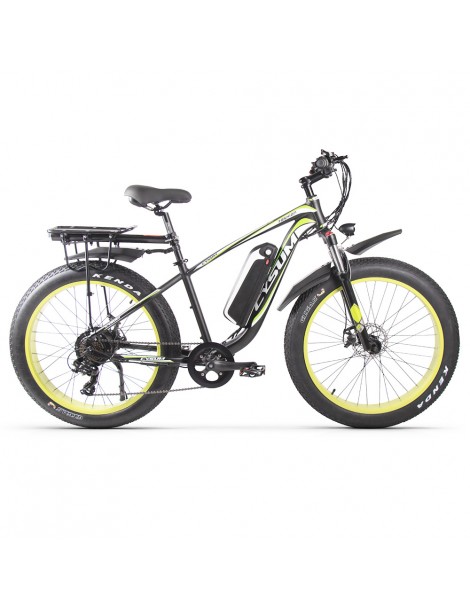CYSUM M980 Pneumatici Grassi da 26 pollici Bicicletta Elettrica 1000W Motore Brushless 17Ah Batteria rimovibile - Nero Verde Prezzo Ridotto