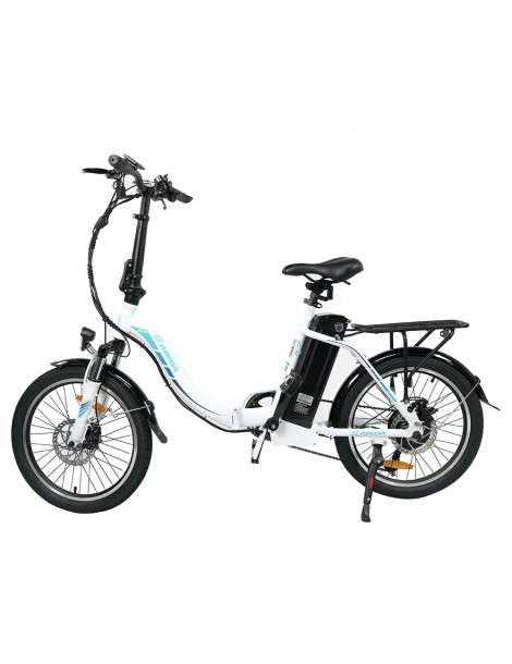 KAISDA K7 Ciclomotore elettrico pieghevole bicicletta da montagna motore 350W SHIMANO a 7 velocità controllo APP - Bianco Vendita Calda