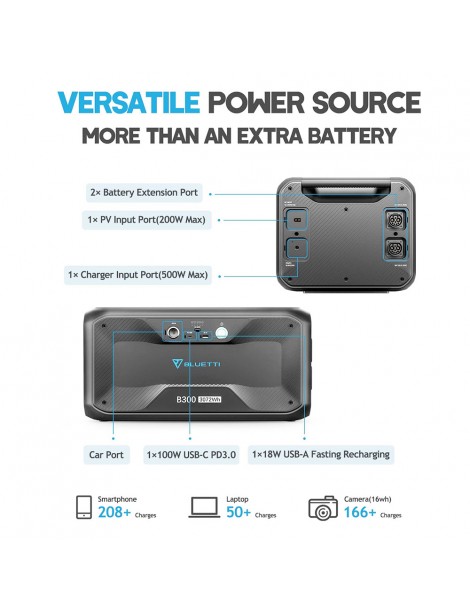BLUETTI B300 Modulo Batteria LiFePO4 3072Wh per Potenziare la Stazione Elettrica Portatile AC300 AC200Max AC200P EB200 In Linea