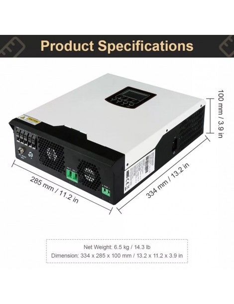 DAXTROMN Inverter solare off grid da 3KW caricatore PWM da 24V DC 70A ingresso PV 80VDC Inverter sinusoidale puro senza WiFi Promozione