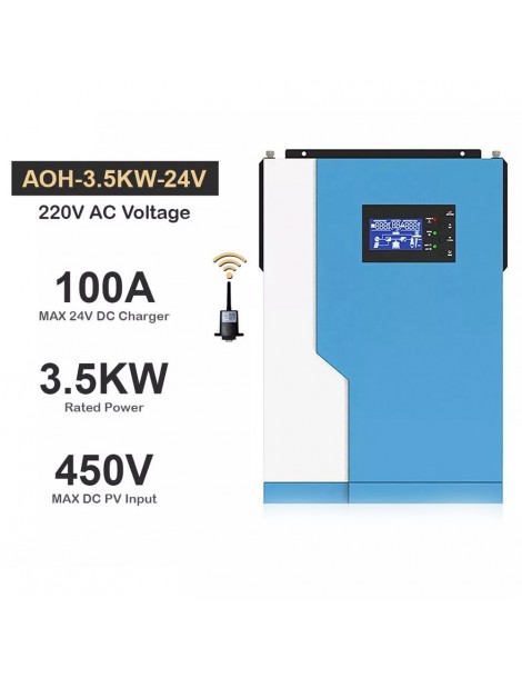 DAXTROMN Inverter Solare Off Grid da 3 5KW Caricatore MPPT da 24V DC 100A Sinusoidale Puro con Ingresso PV 450VDC e WiFi Spedizione Gratuita