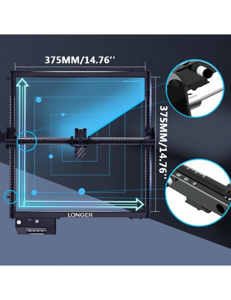 LONGER RAY5 20W Incisore laser spot laser 0 08*0 1 mm touchscreen a colori chipset 32 bit connessione APP 375*375 mm Vendita
