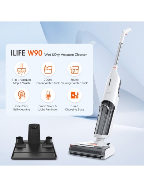 ILIFE W90 Aspirapolvere a secco senza filo 3 in 1 aspirapolvere e lavaggio autopulente serbatoio dell'acqua da 700 ml 2025