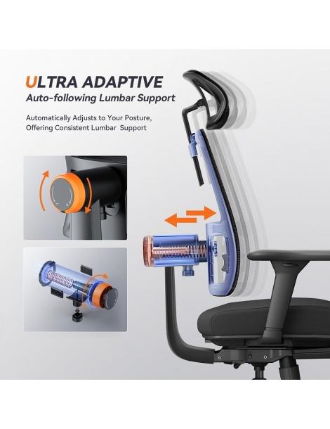 NEWTRAL MagicH-BP Sedia ergonomica con poggiapiedi schienale auto-avvolgente supporto lombare adattivo - Nero Consegna Veloce