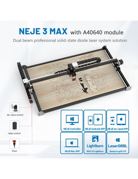 NEJE 3 MAX Incisore laser con kit di moduli a doppio raggio laser A40640 - 460x810 mm Offerte stagionali