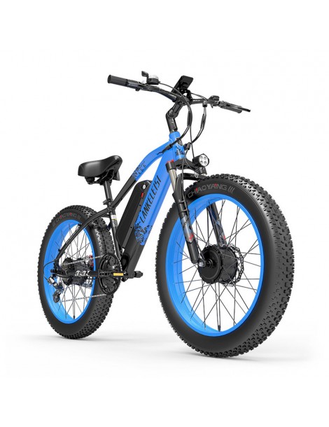 LANKELEISI MG740 PLUS 26*4.0'' Pneumatici Bici Elettrica 1000W*2 Doppio Motore 48V 17.5Ah Batteria - Blu Sostegno trimestrale