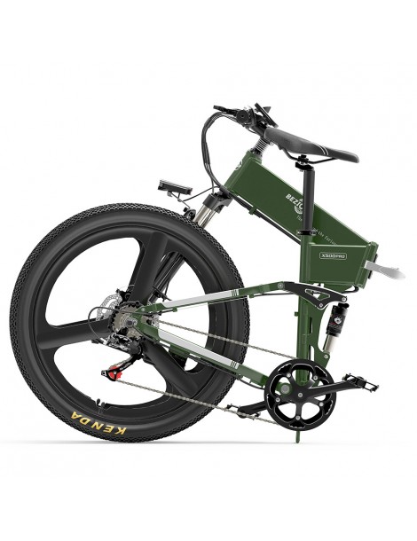 BEZIOR X500 PRO Mountain Bike Elettrica Pieghevole Pneumatico 26*1.95 Pollici Motore 500W Batteria 10.4Ah - Verde Militare In vendita