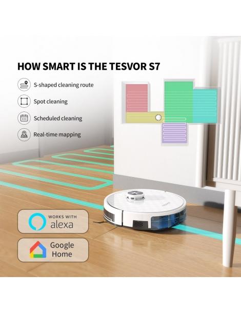 Tesvor S7 Pro Robot Aspirapolvere con Funzione Mop Aspirazione 6000Pa Navigazione Laser Pattumiera 600ml Italy