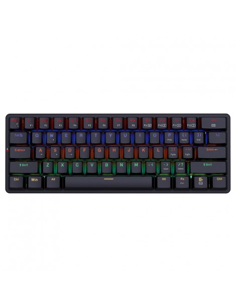 K615-R Elise Tastiera meccanica cablata Rabinbow retroilluminata a LED interruttore blu ultrasottile a 61 tasti - Nero In Saldo
