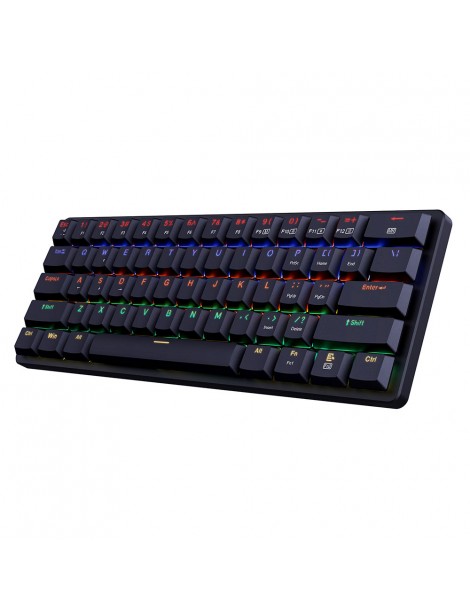 K615-R Elise Tastiera meccanica cablata Rabinbow retroilluminata a LED interruttore blu ultrasottile a 61 tasti - Nero In Saldo