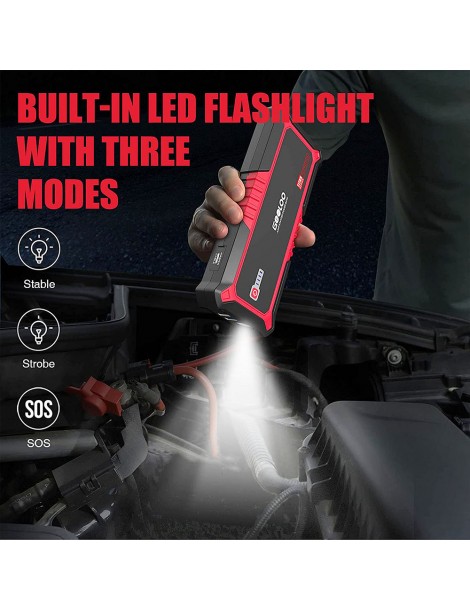 GOOLOO GP2000 avviatore di emergenza per auto con picco di 2000A Jump Box da 12V alimentatore da 19800mAh - Rosso Moda