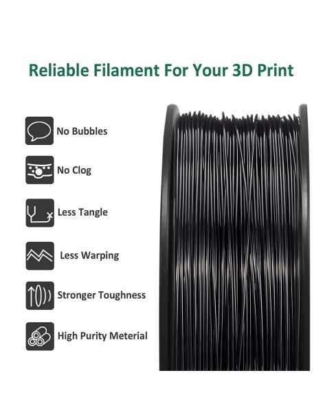 Geeetech Filamento ABS per stampante 3D precisione dimensionale 1 75 mm /- 0 03 mm Bobina da 1 kg (2 2 libbre) - nero Negozio online di fabbrica