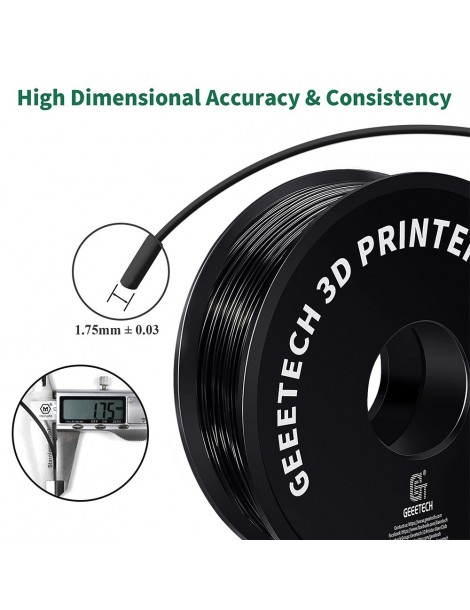 Geeetech Filamento ABS per stampante 3D precisione dimensionale 1 75 mm /- 0 03 mm Bobina da 1 kg (2 2 libbre) - nero Negozio online di fabbrica