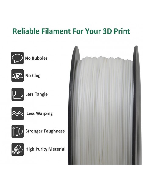 Geeetech Filamento ABS per stampante 3D precisione dimensionale 1 75 mm /- 0 03 mm Bobina da 1 kg (2 2 libbre) - Bianco Prezzo di fabbrica