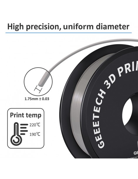 Filamento PLA Geeetech per stampante 3D precisione dimensionale 1 75 mm /- 0 03 mm Rocchetto da 1 kg (2 2 libbre) - Grigio Offerta speciale