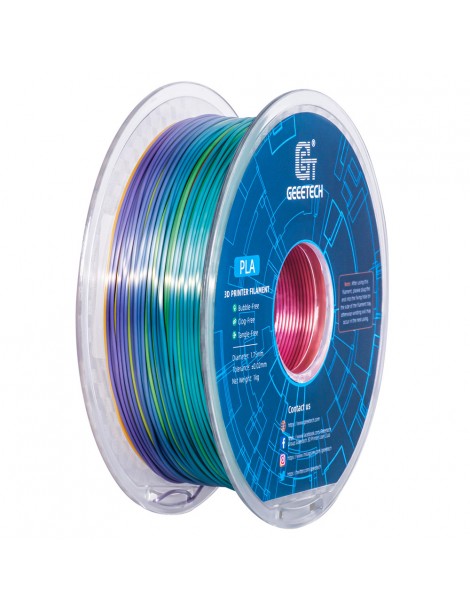 Geeetech Filamento PLA di seta per stampante 3D precisione dimensionale di 1 75 mm /- 0 03 mm Bobina da 1 kg - Arcobaleno Fornitura limitata