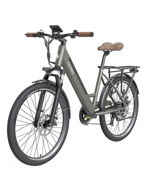 FAFREES F26 Pro 26'' E-Bike da città passo-passo 25 Km/h Motore 250W 36V 10Ah Batteria incorporata rimovibile-Grigio Promozione temporanea