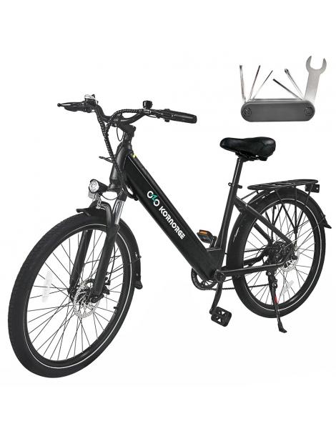 Kornorge C7 Bicicletta elettrica motore da 350W batteria da 36V/12 5Ah pneumatici da 26 pollici autonomia di 50km - Nero Fino al 50% di sconto