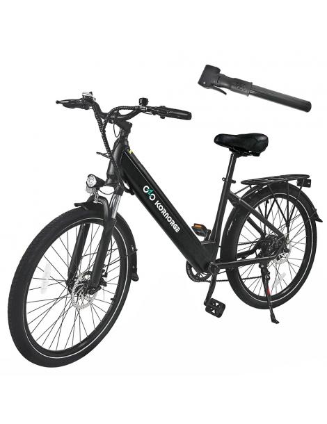 Kornorge C7 Bicicletta elettrica motore da 350W batteria da 36V/12 5Ah pneumatici da 26 pollici autonomia di 50km - Nero Fino al 50% di sconto