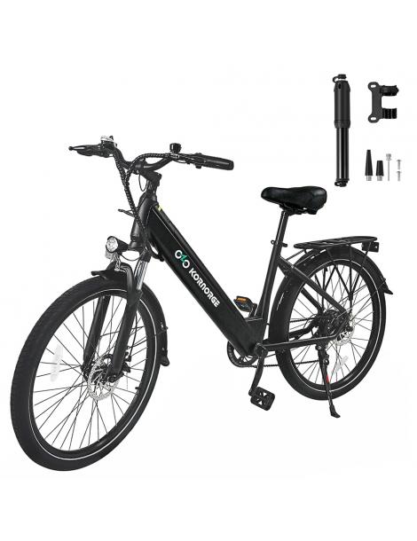 Kornorge C7 Bicicletta elettrica motore da 350W batteria da 36V/12 5Ah pneumatici da 26 pollici autonomia di 50km - Nero Fino al 50% di sconto